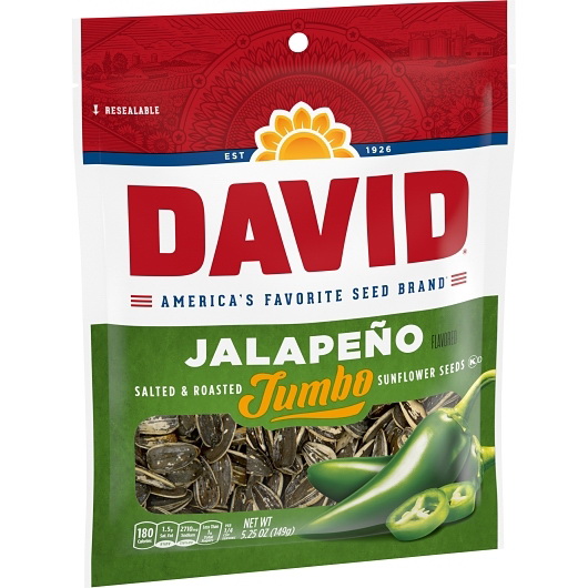 David进口代理批发 David Jalapeno 葵花籽，5.25 盎司，每箱 12 颗