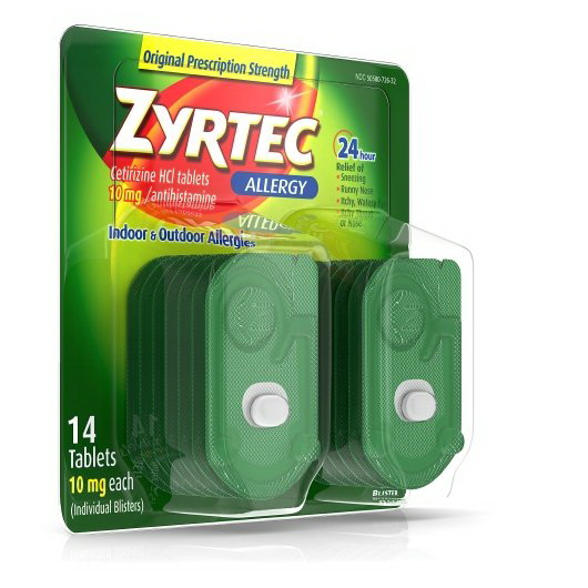 Zyrtec进口代理批发 Zyrtec 过敏 10 毫克片剂，14 片，每箱 6 片