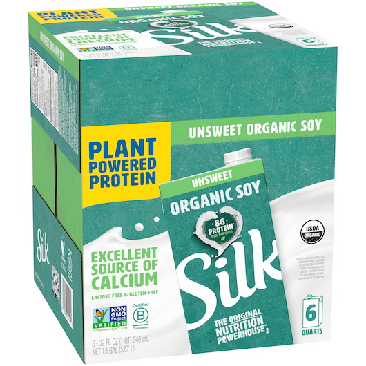 Pack of 6 32-Ounce Aseptic Cartons Silk Unsweetened Organic Soymilk