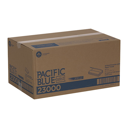 酷牌库|商品详情-Signature进口代理批发 Pacific Blue Select C 型折叠优质 2 层白色纸巾，1 条，每箱 12 条