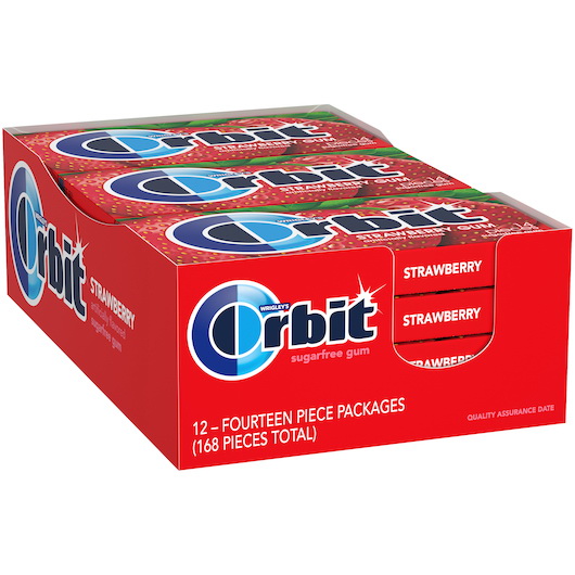 酷牌库|商品详情-Orbit进口代理批发 Orbit 草莓口香糖混合物，每包 14 片 - 每盒 12 包，14 片，每箱 12 片