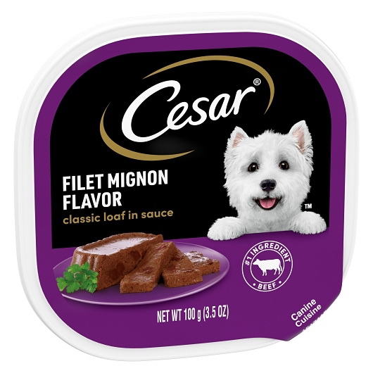 酷牌库|商品详情-Cesar进口代理批发 Cesar 狗粮犬类美食菲力牛排酱，3.5 盎司，每箱 24 块