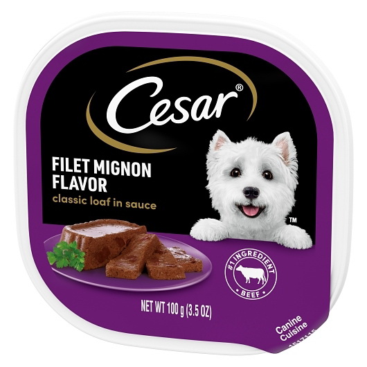 酷牌库|商品详情-Cesar进口代理批发 Cesar 狗粮犬类美食菲力牛排酱，3.5 盎司，每箱 24 块