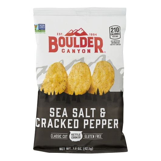 Boulder Canyon进口代理批发 Boulder Canyon Kettle Chips 海盐碎胡椒，1.5 盎司，每箱 55 粒