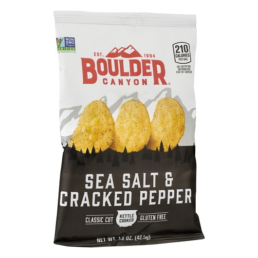 酷牌库|商品详情-Boulder Canyon进口代理批发 Boulder Canyon Kettle Chips 海盐碎胡椒，1.5 盎司，每箱 55 粒