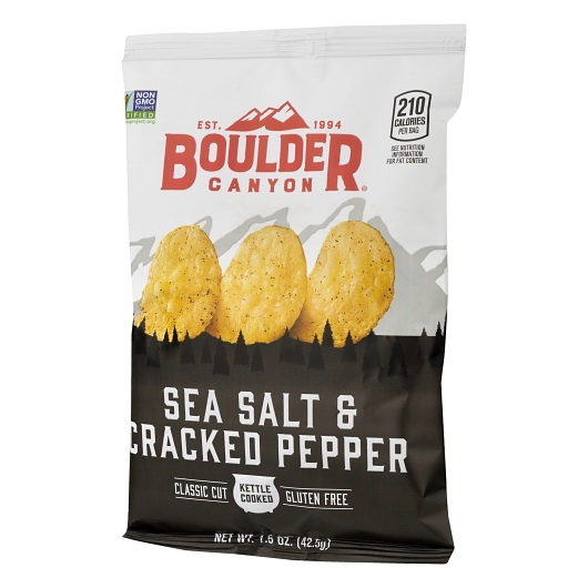 酷牌库|商品详情-Boulder Canyon进口代理批发 Boulder Canyon Kettle Chips 海盐碎胡椒，1.5 盎司，每箱 55 粒