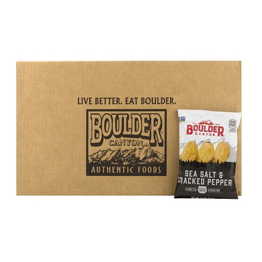 酷牌库|商品详情-Boulder Canyon进口代理批发 Boulder Canyon Kettle Chips 海盐碎胡椒，1.5 盎司，每箱 55 粒