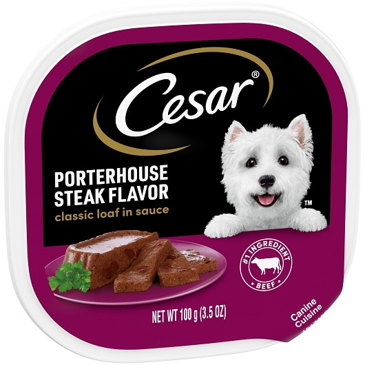 酷牌库|商品详情-Cesar进口代理批发 Cesar Canine Cuisine 狗粮上等腰肉牛排果汁，3.5 盎司，每箱 24 块