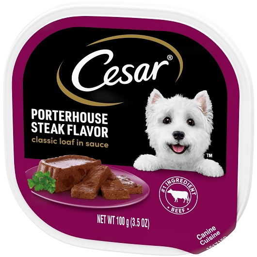 酷牌库|商品详情-Cesar进口代理批发 Cesar Canine Cuisine 狗粮上等腰肉牛排果汁，3.5 盎司，每箱 24 块