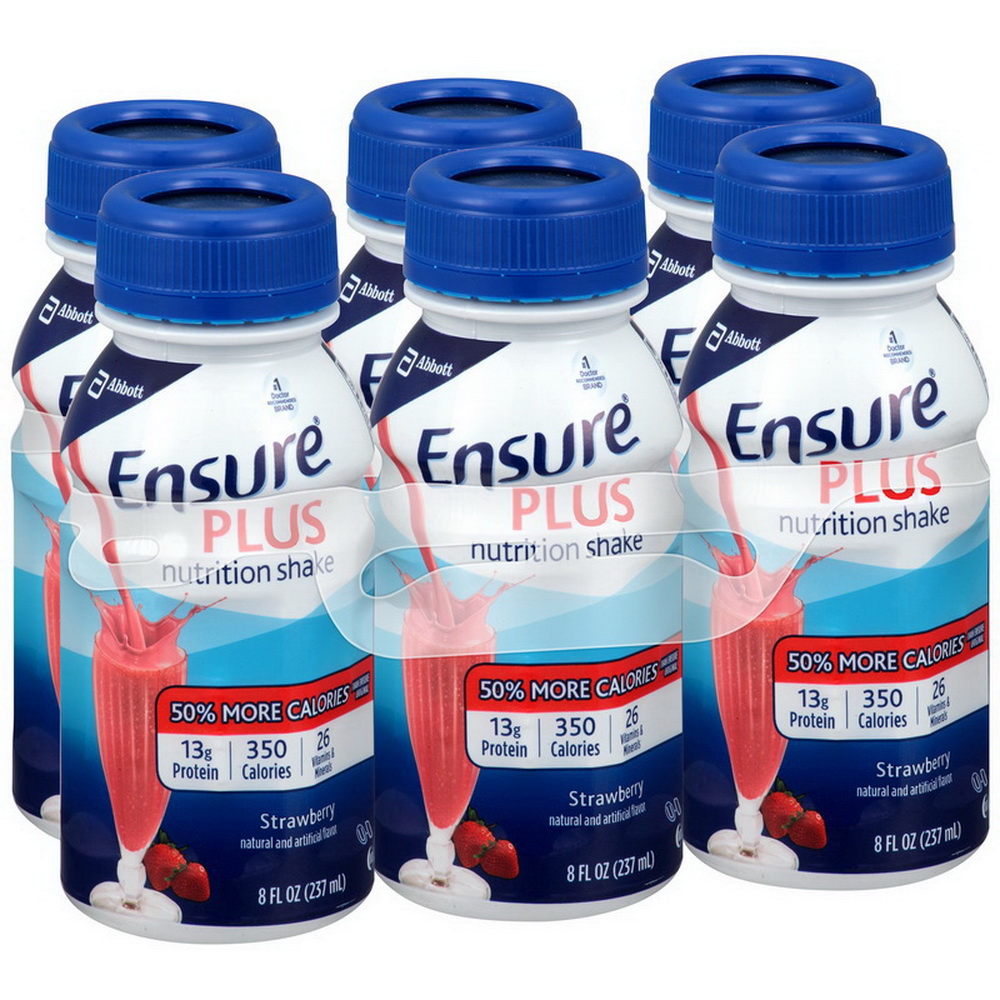 Ensure进口代理批发 Ensure Plus 草莓 8 盎司，8 液量盎司，每盒 6 个，每箱 4 个