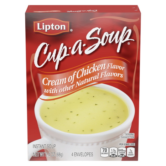 Lipton Cup-A-Soup进口代理批发 Lipton Cup A 汤奶油鸡肉袋，2.4 盎司，每箱 12 个