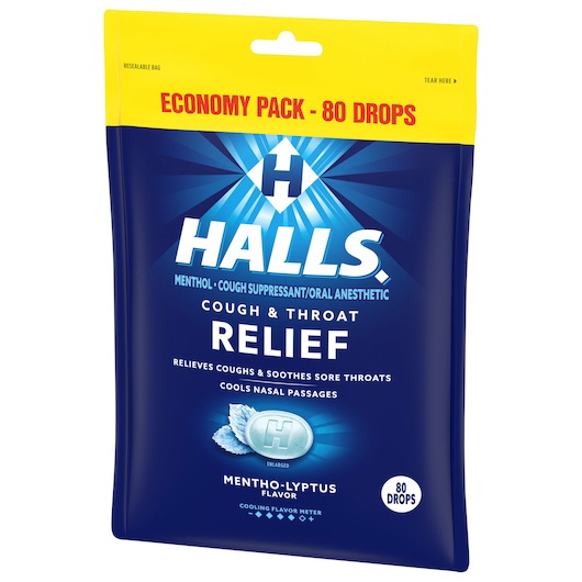 酷牌库|商品详情-HALLS进口代理批发 Halls 常规薄荷醇 Lyptus 止咳滴剂，80 粒，每箱 12 粒