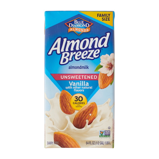 Almond Breeze进口代理批发 Almond Breeze 无糖香草牛奶替代品，64 盎司，每箱 8 个