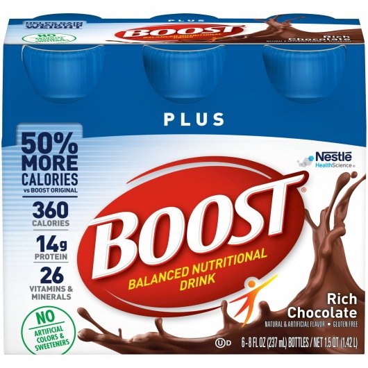 Boost进口代理批发 Boost Plus 即饮巧克力营养饮料，8 液量盎司，每箱 4 件