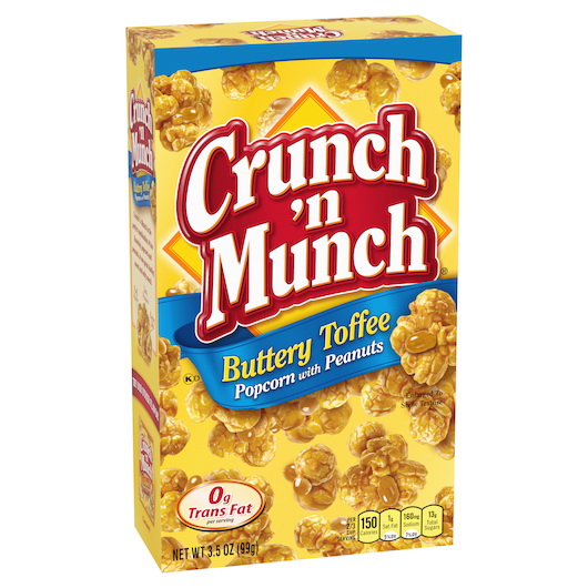 Crunch N Munch进口代理批发 Crunch N Munch Crunch'n Munch 黄油太妃糖爆米花，3.5 盎司，每箱 12 粒