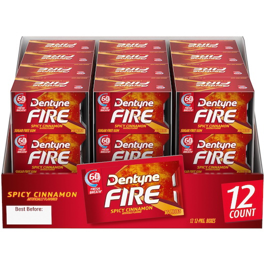 酷牌库|商品详情-Dentyne进口代理批发 Dentyne Cinnamon Fire 单片口香糖，16 片，每箱 18 片