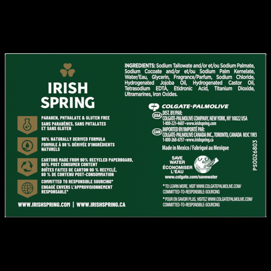 酷牌库|商品详情-Irish Spring进口代理批发 Irish Spring 深层清洁皂，11.1 盎司，每箱 18 块