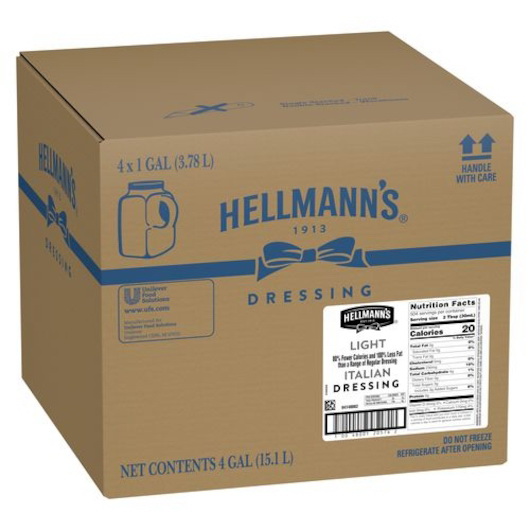 酷牌库|商品详情-Hellmann's进口代理批发 Hellmann's 淡味意大利酱，1 加仑，每箱 4 件