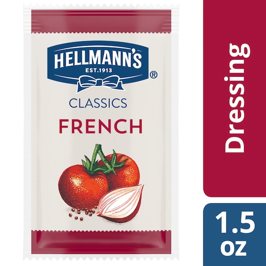 Hellmann's进口代理批发 Hellmann's Classics 法式沙拉酱，1.5 盎司，每箱 102 粒