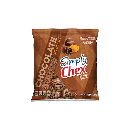 Simply Chex进口代理批发 Chex Mix Simply Chex 零食混合巧克力焦糖，1.03 盎司，每箱 60 粒