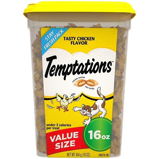 Whiskas进口代理批发 Whiskas Temptations 美味鸡肉超值装，16 盎司，每箱 4 块