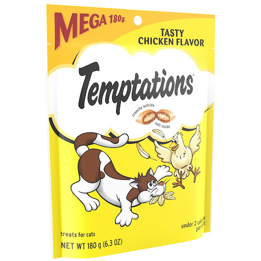 Whiskas进口代理批发 Whiskas Temptations 美味鸡肉味大袋，6.3 盎司，每箱 10 件