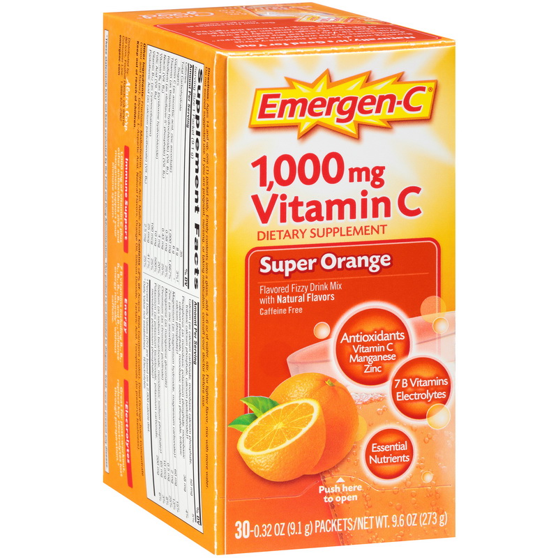 Emergen-C进口代理批发 Emergen-C 维生素 C 超级橙子，每粒 30 粒，每盒 3 粒，每箱 4 粒