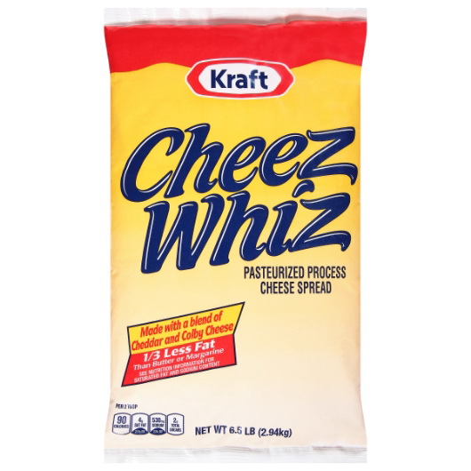 Cheez Whiz进口代理批发 Cheez Whiz 加工袋装 Cheeze Whiz 涂抹酱，6.5 磅，每箱 6 个