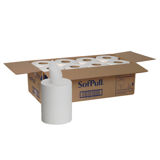 Sofpull进口代理批发 Sofpull 纸巾 1 层白色中心拉式，1 片，每箱 8 片