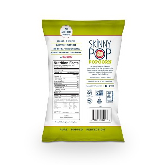 酷牌库|商品详情-Skinnypop Popcorn进口代理批发 Skinnypop 爆米花 100 卡路里原味袋装，0.65 盎司，每箱 30 颗