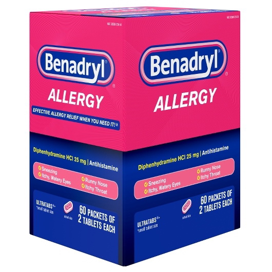 酷牌库|商品详情-Benadryl进口代理批发 Benadryl Ultratab 过敏抗组胺片，120 片，每箱 12 片