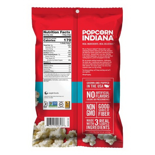 酷牌库|商品详情-Popcorn, Indiana进口代理批发 印第安纳爆米花香脆可口海盐，1.1 盎司，每箱 6 颗