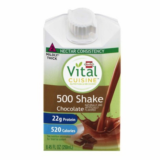 Mighty Shake进口代理批发 Hormel Vital Cuisine Vital Cuisine Iddsi 2 级花蜜浓度巧克力 500 杯奶昔。每包 8.45 盎司，27 片，每箱 1 个