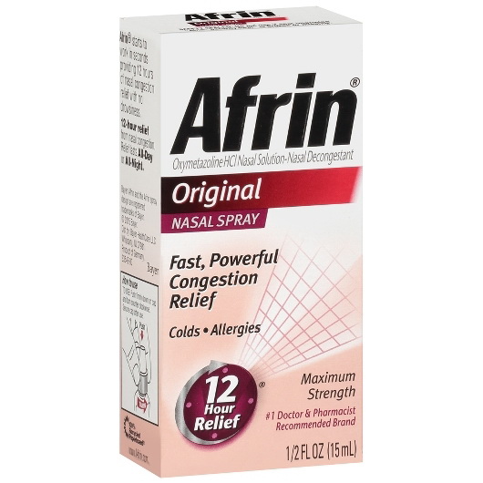 Afrin进口代理批发 Afrin Original 12 小时鼻喷雾剂，0.51 液量盎司，每盒 6 件，每箱 6 件