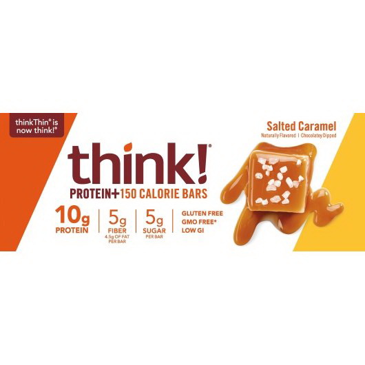 Thinkthin进口代理批发 Thinkthin Bar 咸焦糖瘦肉，1.41 盎司，每箱 12 块