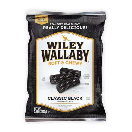 Wiley Wallaby进口代理批发 Wiley Wallaby 黑色澳大利亚甘草，7.05 盎司，每箱 12 粒