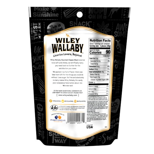 酷牌库|商品详情-Wiley Wallaby进口代理批发 Wiley Wallaby 黑色澳大利亚甘草，7.05 盎司，每箱 12 粒