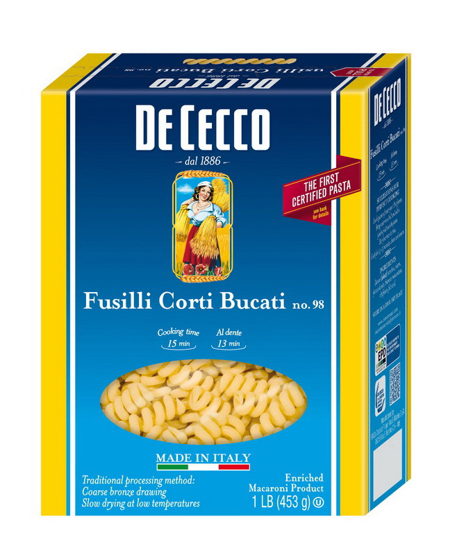 De Cecco进口代理批发 De Cecco No. 98 Fusilli Corti Bucati，1 磅，每箱 12 颗