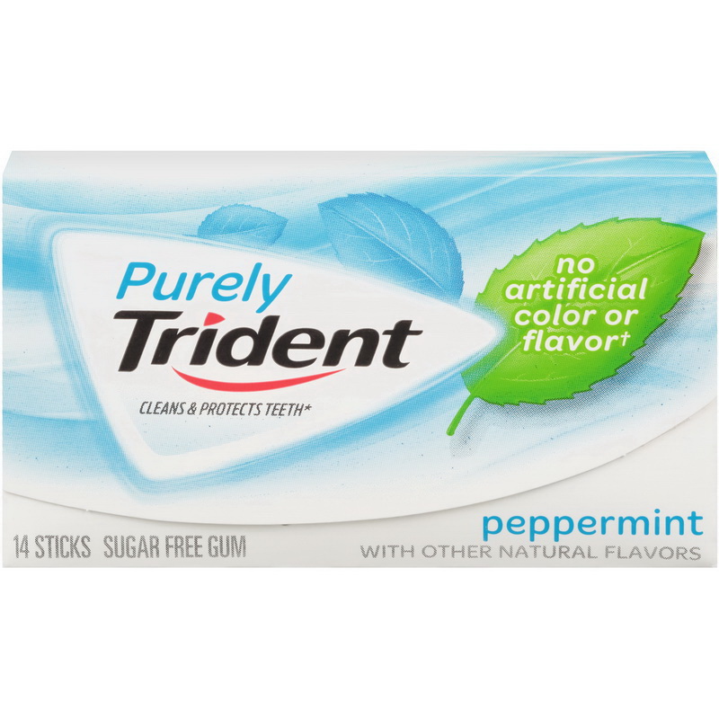 Trident进口代理批发 Trident 薄荷无糖口香糖，14 片，每盒 12 颗，每箱 12 颗