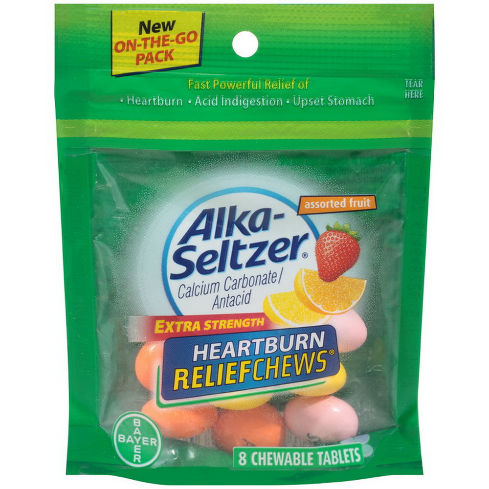 Alka-Seltzer进口代理批发 Alka-Seltzer 缓解胃灼热什锦水果，8 片，每盒 6 颗，每箱 4 颗