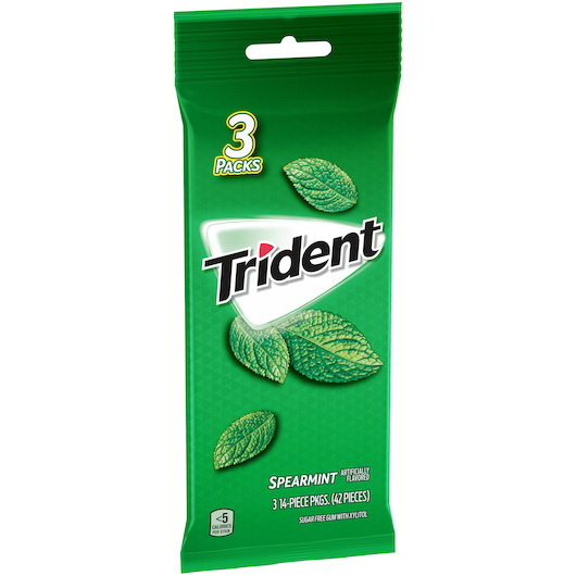 酷牌库|商品详情-Trident进口代理批发 Trident 留兰香无糖口香糖，42 片，每箱 20 片