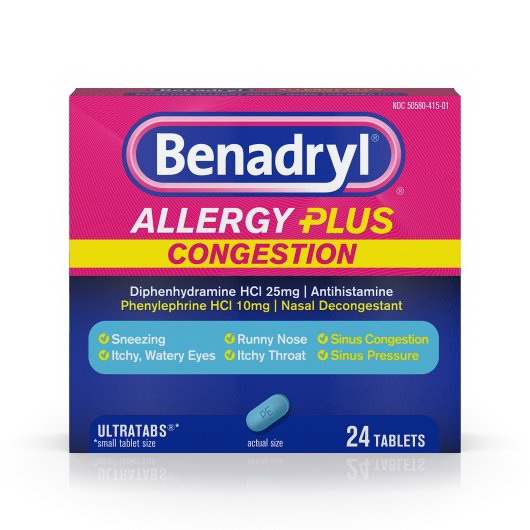 酷牌库|商品详情-Benadryl进口代理批发 Benadryl Allergy Plus，24 片，每盒 3 片，每箱 8 片