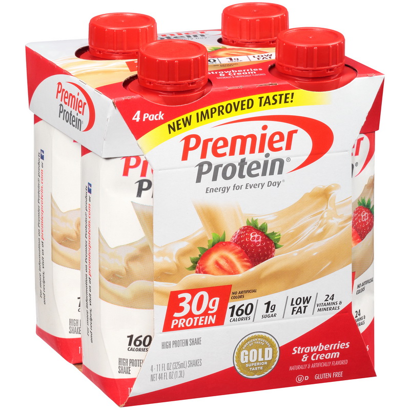 酷牌库|商品详情-Premier Protein进口代理批发 Premier Protein Premier Protein 蛋白质奶昔草莓和奶油，11 液量盎司，每盒 4 颗，每箱 3 颗