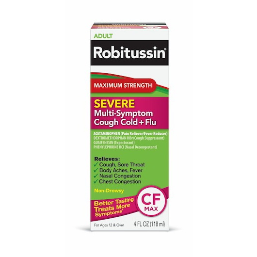 Robitussin进口代理批发 Robitussin 咳嗽和流感感冒，4 盎司，每盒 3 粒，每箱 8 粒