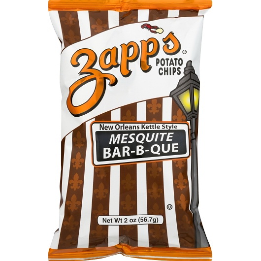 Zapp's Potato Chips进口代理批发 Zapp's 薯片 Mesquite Bar-B-Que 薯片，2 盎司，每箱 25 块