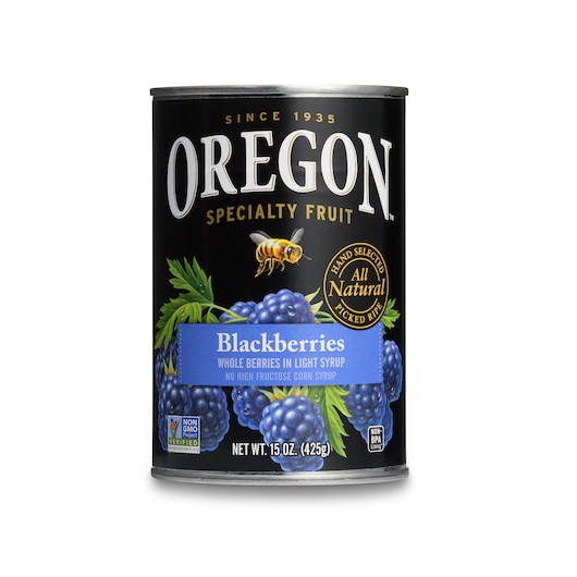 Oregon Fruit Product进口代理批发 俄勒冈州特产水果黑莓，15 盎司，每箱 8 个