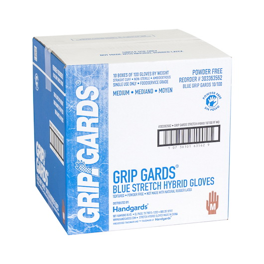 Grip Gards进口代理批发 Grip Gards 蓝色弹力手套，中号 10/100，每件 100 件，每箱 10 件