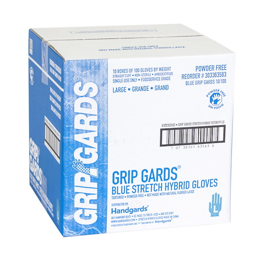 酷牌库|商品详情-Grip Gards进口代理批发 Grip Gards 蓝色弹力手套，大号 10/100，每件 100 件，每箱 10 件