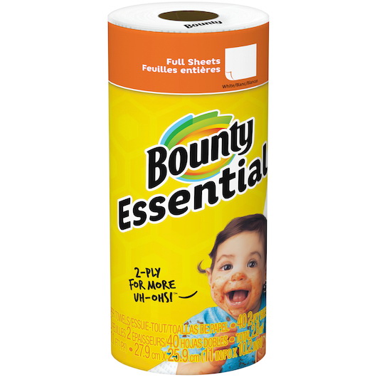 酷牌库|商品详情-Bounty进口代理批发 Bounty Essential 2 层全张纸巾卷，31.1 平方英尺，每箱 30 个