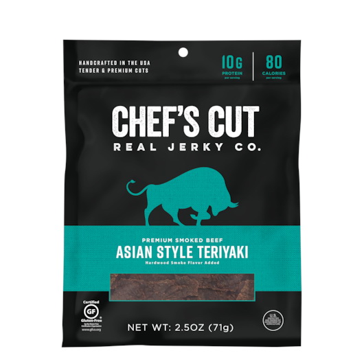 酷牌库|商品详情-Chef'S Cut Real Jerky进口代理批发 Chef's Cut Real Jerky Co. 亚洲熏牛肉照烧，2.5 盎司，每箱 8 块